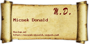 Micsek Donald névjegykártya